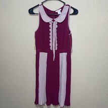 Easley Dress Ladies Pleated Burgundy Beige Sz S New - $39.50