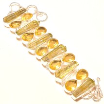 Golden Rutile Lemon Topaz Gemstone Handmade Ethnic Bracelet Jewelry 8-9&quot; SA 500 - £14.53 GBP