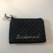 Bridesmaid Quilted Zippered Pouch Black Rhinestone Cosmetic Bag - £3.75 GBP