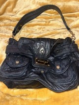 Gianni Bini Black  Leather Shoulder Bag Purse Boho Western Multiple pocket - $34.55