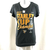 NHL Pittsburgh Penguins Womens T Shirt 2017 Stanley Cup Champs Reebok Gray L - $9.74