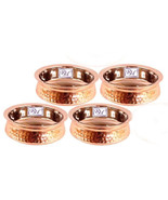 Steel Copper Dish Serving Indian Food Daal Curry Set of 4 Handi Bowl 500 ML - $1,450.60 MXN