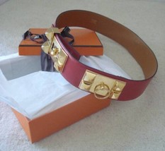 Mint Authentic Hermes Rouge Vif Red Box Cdc Belt Ghw Size 80 w/box Rare Combo - £959.04 GBP