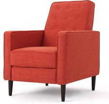 Gdfstudio Macedonia Mid Century Modern Tufted Back Fabric Recliner, Muted Orange - £235.89 GBP