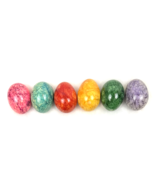Vintage Italian Alabaster Marble Stone Eggs Polished Lot 6 Pink Red Blue... - $82.14 CAD
