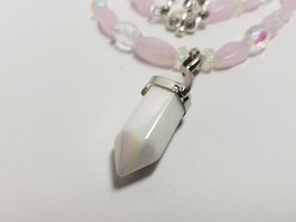 Pink and Crystal AB Glass with White Opal Stone Necklace - £28.67 GBP
