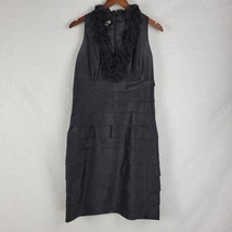 London Times Womens Dress Size 10 Black Ruffled Neck Sleeveless Layered Cocktail - $27.81