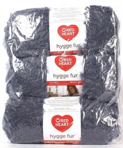 3 Count Red Heart 7 Oz Hygge Fur Slate Blue 5 Bulky 100% Nylon Yarn - £36.76 GBP