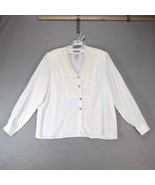 Vtg Christie &amp; Jill Ivory Crochet Lace Blouse Women&#39;s 18 Gold Pearl Butt... - $514.50 MXN