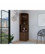 Corner Bar Cabinet Storage Wood Stemware Wine Rack Space Saver Walnut Fi... - $418.88