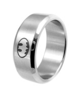 8mm Brushed Stainless Steel Batman Fashion Ring (Silver, 9) - $150.78 MXN