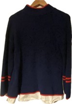 Talbots Woven Hem Pullover Sweater Women Size Large Blue Mock Neck - £15.41 GBP