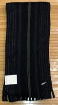 Calvin Klein Men&#39;s Logo Warm Chunky Knit Winter Ribbed Scarf Black Gray One Size - £17.39 GBP