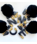 Lovely personalised KEYCHAIN. Epoxy resin handmade. Real fur pom pom - $8.90