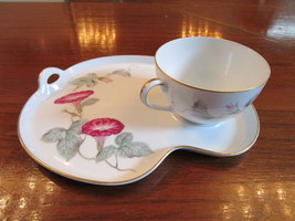 Noritake ONE cup and Snack Tray,  Japan, MORNING GLORY pattern [92] - £58.38 GBP