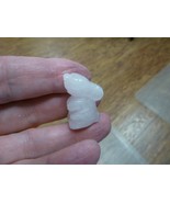 Y-BUN-501) little baby pink Rose Quartz Bunny Rabbit gemstone FIGURINE c... - $8.59