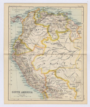 1912 Antique Map Of Colombia Venezuela Peru Ecuador / South America - £15.51 GBP
