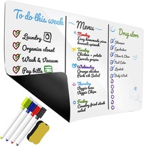 magnetic dry erase board for fridge 17 x 11&quot; include 4 colorful magnetic markers - £23.22 GBP