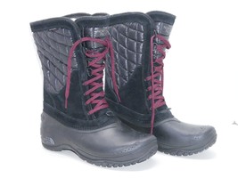 NORTH FACE Thermoball Utility Mid Insulated Boot Black Deep Garnet Women&#39;s 7 - £47.89 GBP