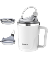Spill-Proof Cup for Elderly, 13.5Oz Stainless Steel Sippy Cup with Straw... - $71.61 CAD
