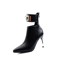 New Contracted Style Black Snakeskin Grain Women Party Shoes Zipper Pointed Toe  - £60.79 GBP