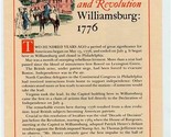 Resolution and Revolution Williamsburg 1776 Souvenir Broadside Bicentenn... - £19.57 GBP