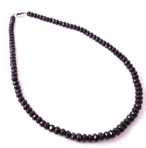 Faceted Black Spinel Beaded Necklace, Sterling Silver Magnetic Clasp, V3 8mm 20&quot; - £65.10 GBP