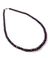 Faceted Black Spinel Beaded Necklace, Sterling Silver Magnetic Clasp, V3... - £63.83 GBP