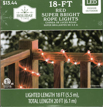 HOLIDAY TIME NCSMDSB18FRE 18-FT RED SUPER BRIGHT ROPE LED LIGHTS - NEW! - $13.98