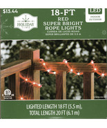 HOLIDAY TIME NCSMDSB18FRE 18-FT RED SUPER BRIGHT ROPE LED LIGHTS - NEW! - $13.98
