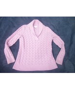 womens cable knit sweater Charter Club Petite size medium pink vintage - $35.65 CAD