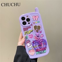 3D Love Heart Keychain Cute Peach Girl Soft Case for iphone 14 Pro Max 1... - $10.26