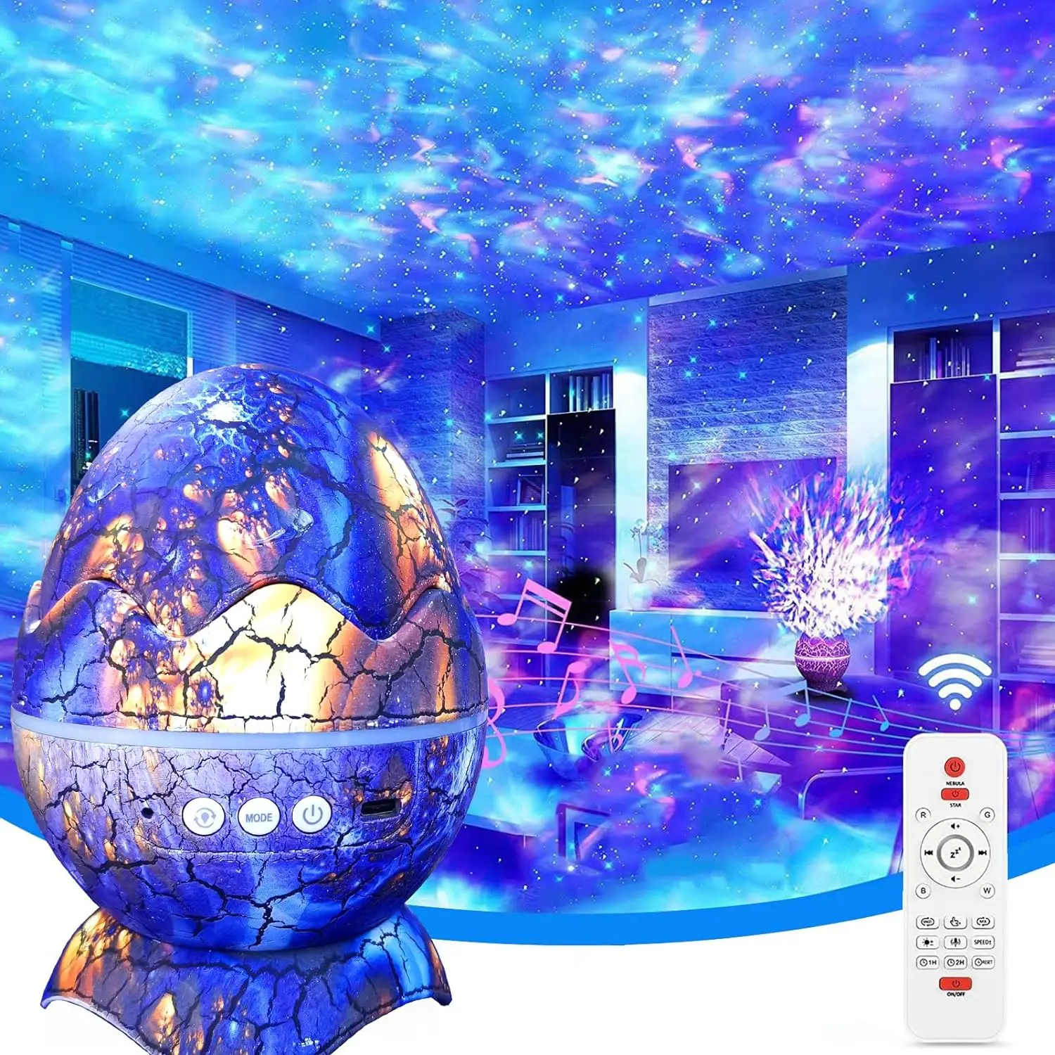 Cracked dinosaur egg table lamp atmosphere projection lamp nebula projector - $31.54+