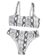 NEW Shein Snakeskin Print High Waist Bikini Set Size M White Black Pink ... - $8.99
