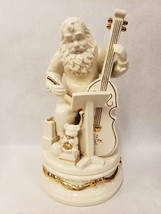 Santa Playing Cello Christmas Figurine Ceramic Large 12&quot; White and Gold ... - £46.51 GBP