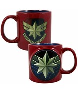 Captain Marvel Logo Sculpted Badge Relief Ceramic Coffee Mug Tea Cup 20 oz - £17.36 GBP
