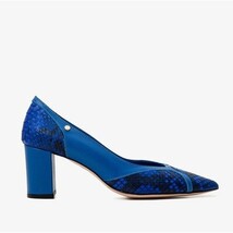 The Toskana Sax Blue Snake Leather Block Heel Pump Women Shoe image 9