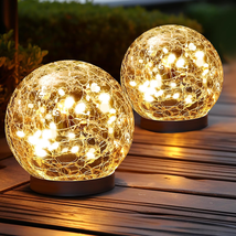 Solar Globe Lights Outdoor Waterproof-Solar Balls Garden-Cracked Glass Ball - $14.77
