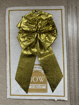 Vintage Christmas Crinkle Bow-New on Card Gold Made in USA Authentic Dis... - £19.38 GBP