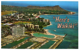 Aerial View of Waikiki from the Honolulu Yacht Harbor Hawaii Postcard - £5.06 GBP