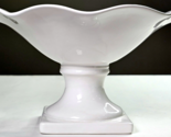 Milk Glass White Fluted Pedestal Tall Candy Dish Compote Ruffled Brim 6&quot;... - $29.99