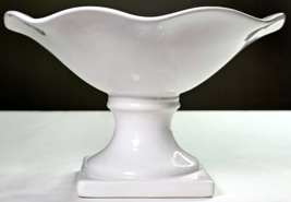 Milk Glass White Fluted Pedestal Tall Candy Dish Compote Ruffled Brim 6&quot;... - £23.97 GBP