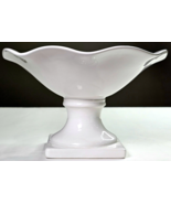 Milk Glass White Fluted Pedestal Tall Candy Dish Compote Ruffled Brim 6&quot;... - £23.76 GBP