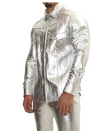 Stilvolles Herren Hemd Silber Handgefertigt Leder Lammleder Echt Weich F... - $2,959.77 MXN+