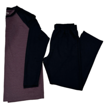 Orvis Mens 2 Piece Lounge Set Maroon Black Medium Long Sleeve &amp; Pants Colorblock - £18.50 GBP