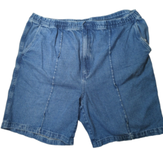 King Size 2XL men&#39;s blue jean denim shorts elastic waist drawstring fron... - £15.65 GBP