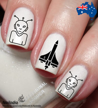 Astronaut space shuttle alien Nail Art Decal Sticker - £3.64 GBP