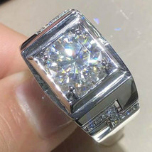 2.50Ct Rond Simulé Diamant Solitaire Homme Fiançailles Bague Plaqué or Blanc - £234.52 GBP