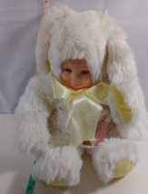 Anne Geddes Baby Doll Plush White Bunny Rabbit Stuffed Realistic 15” 1997 - $24.75