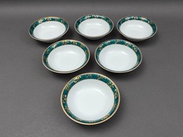 Cocema Fes Morocco Prestige Design Green Gold Porcelain Soup Cereal Bowl Set 6 - £150.28 GBP